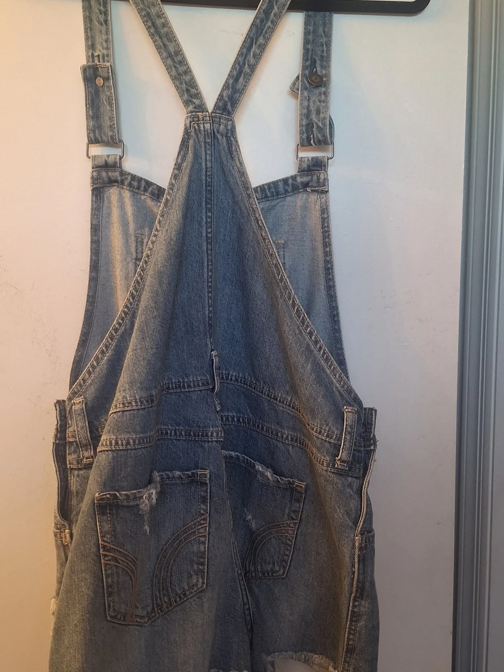 Hollister Light Blue Denim Short Overalls